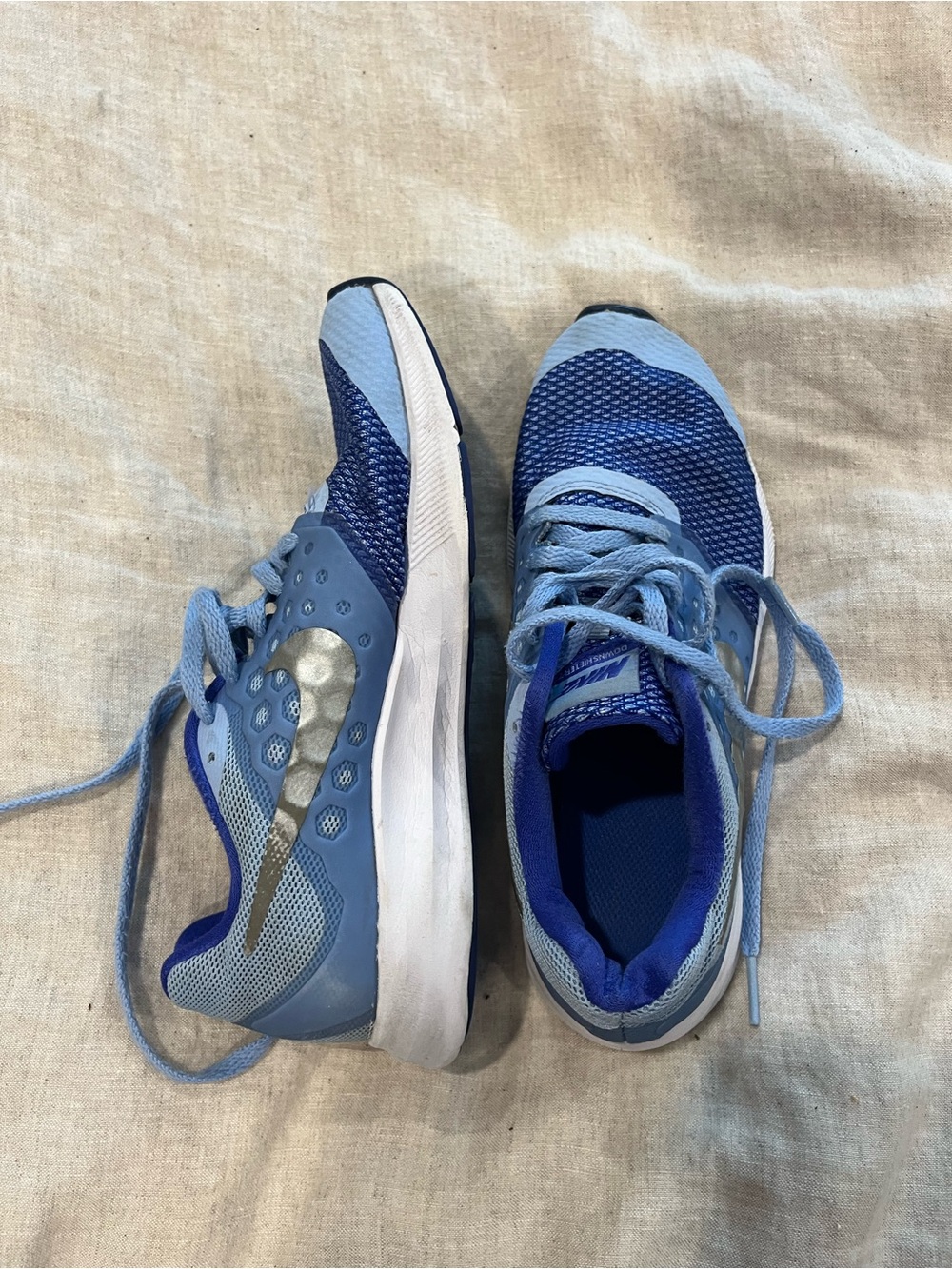 Youth  Light Blue Athletic Running Shoes with Metallic Swoosh